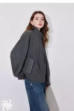 TOYOUTH-abrigo de lana para mujer, ropa gruesa con manga acampanada y cremallera, cuello levantado, prendas de vestir cálidas, otoño e invierno, 2024