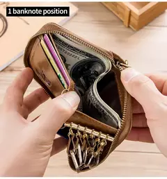 BULLCAPTAIN, bolso para tarjetas y llaves de cuero genuino para hombre, caja para llaves multifunción de alta calidad, llavero para coche, billetera, Mini tarjetero, Clip para llaves en internet