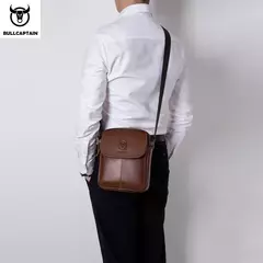 Bolso bandolera de cuero BULLCAPTAIN para hombre, bolsos de hombro de negocios adecuados para Ipad de 7,9 pulgadas, Mini bolsos cruzados para hombre de alta calidad - tienda en línea