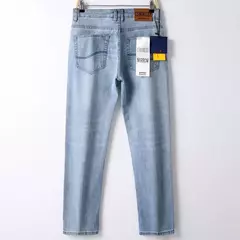 2025 marca Top estilo clásico hombres Primavera Verano Jeans negocios Casual azul claro estiramiento algodón Denim pantalones masculinos