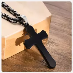 Vnox-collar con Cruz para hombre, cadena Bizantina de 4MM, colgante de crucifijo católico de acero inoxidable Punk Rock, joyería religiosa - comprar en línea