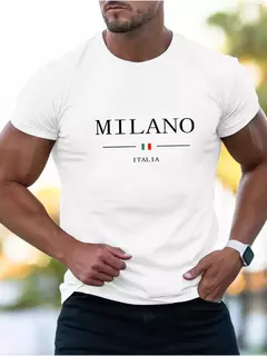 Camiseta deportiva informal holgada de algodón 100% para hombre, camiseta de manga corta con cuello redondo y estampado MILANO, cómoda, para compras, verano - Eleganzie