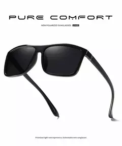Gafas de sol polarizadas cuadradas negras clásicas para hombre, gafas de sol azules con espejo a la moda, gafas de sol Unisex Vintage antideslumbrantes para conducir UV400 - Eleganzie