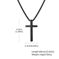 Vnox Collares cruzados para hombres y mujeres, colgante de cruz gruesa de acero inoxidable de color negro y plateado simple con cadena de caja en internet