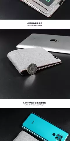 Imagen de Cartera de lona a la moda para hombre, monedero corto, funda para tarjetas de crédito, tarjetero negro/azul/gris, monedero para hombre, soporte para banco 2023