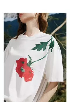 TOYOUTH-Camiseta de manga corta para mujer, jersey versátil con estampado de terciopelo Lyocell, primavera 2025 - comprar en línea