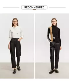 Image of AMII-pantalones minimalistas hasta el tobillo para mujer, pantalón informal, de piel sintética, rectos, lisos, a la moda, para invierno, 2024 12344138