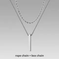 Vnox Collares de barra vertical 3D para hombres, colgante geométrico de acero inoxidable en capas, cadena cubana de cuerda de trigo en capas, collar para niño - comprar en línea