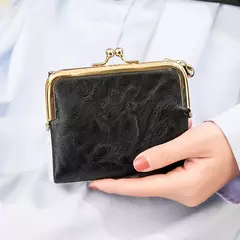 MIYIN-cartera pequeña de cuero para mujer, monedero Vintage plegable, compacto, con cremallera y cierre de beso - comprar en línea