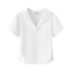Semir Polo camisa mujer chaqueta recortada cuello 2025 nuevo verano bordado sensación fresca Top ajustado adelgazante para trajes elegantes