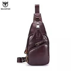 Bolso BULLCAPTAIN, bolso de pecho de cuero genuino, bolso cruzado informal de estilo a la moda para hombre, equipaje de negocios de cuero de gran capacidad para hombre en internet