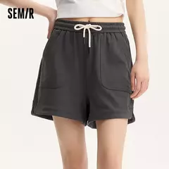 Semir-pantalones informales para mujer, pantalón holgado de pierna recta con cintura elástica, versión de verano, pantalones cortos con textura dividida, 2024 en internet