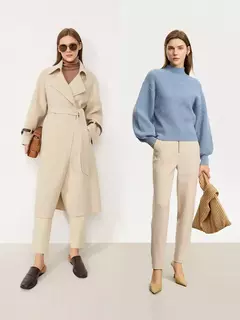 AMII minimalista 2024 invierno nuevos pantalones de rábano para mujer tubo de humo de lana Casual hasta el tobillo pantalones básicos sólidos 12314003 - tienda en línea
