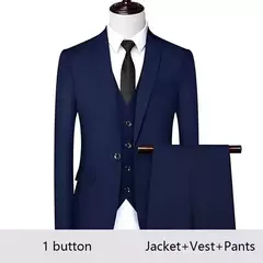 Imagen de Traje de hombre para boda, 3 piezas, 2 conjuntos, Blazers, chaquetas elegantes, chaleco, pantalones, abrigos de negocios de lujo, Formal coreano de alta calidad 2024