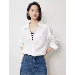 TOYOUTH-Blusa de manga larga para mujer, camisa bordada con cuello tipo Polo, ropa de trabajo informal para oficina, Otoño, 2024 en internet