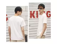 Metersbonwe Camiseta de manga corta para hombre, algodón puro perenne, camisetas monocromáticas informales, camisetas de gran oferta - online store