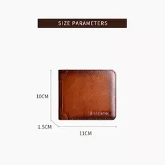 Cartera corta triple con protección RFID para hombre, monedero con Clip para billetes de cuero genuino de vaca Horizontal, regalos - tienda en línea