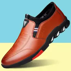 Zapatos de cuero para hombre 2024, zapatos de plataforma cómodos a la moda para hombre, zapatos ligeros sin cordones para exteriores, zapatos de cuero informales para hombre