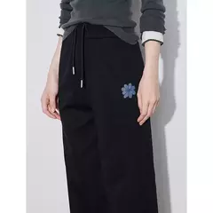 TOYOUTH-pantalones de chándal para mujer, pantalón vaquero con flores, cintura elástica, rectos, deportivos, informales, con plátano, otoño e invierno, 2024 - comprar en línea