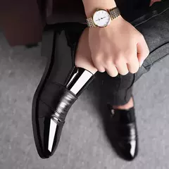 Zapatos de cuero formales de negocios informales para hombres de gran tamaño, zapatos de punta estrecha para hombres, zapatos casuales perezosos sin cordones para hombres - comprar en línea