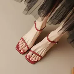 FEDONAS-Sandalias de piel auténtica con correa fina para mujer, zapatos de tacón alto con correa en el tobillo, para verano, boda, fiesta, graduación, 2025 - Eleganzie