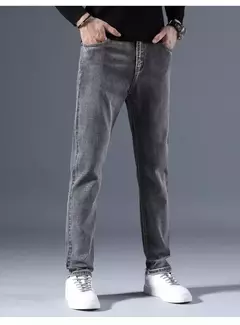 Sulee-pantalones vaqueros clásicos para hombre, Jeans azules, elásticos avanzados, rectos, de algodón, talla grande, 2024