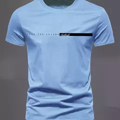 Camiseta deportiva informal de algodón puro 100% de verano para hombre, camiseta holgada de gran tamaño con estampado de letras simples y cuello redondo, camiseta de manga corta