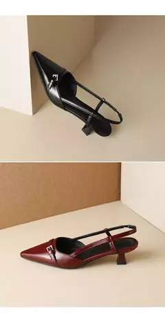 2024 nuevos zapatos de vestir de verano para Mujer, Sandalias de charol sin cordones con punta en pico, Sandalias con hebilla, tacones medios, Sandalias para Mujer