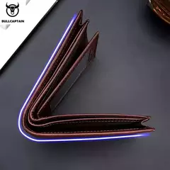 Cartera de cuero genuino BULLCAPTAIN, cartera de negocios de diseñador de marca para hombre, monedero de almacenamiento multifunción, paquete de tarjetas Rfid, cartera para hombre