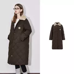 TOYOUTH-abrigo de plumas para mujer, abrigo largo medio grueso con cuello de piel nueva y botones de un solo pecho, invierno 2024 - tienda en línea