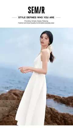 Semir-vestido adelgazante con cuello en V para mujer, a la moda ropa elegante y, de algodón puro, Estilo Vintage, verano, 2024 - Eleganzie