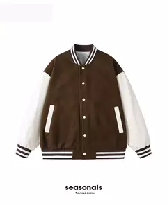 Image of Chaqueta Bomber hombres mujeres flocado Hip Hop suelta Casual Patchwork abrigo Unisex bordado High Street Varsity béisbol prendas de vestir
