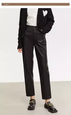 AMII-pantalones minimalistas hasta el tobillo para mujer, pantalón informal, de piel sintética, rectos, lisos, a la moda, para invierno, 2024 12344138 - online store