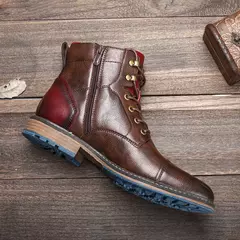 Botas talla 7-13 para hombre, marca 2024, botas cómodas de moda de cuero # AL603C4 - Eleganzie