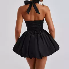 Minivestido Halter de burbujas para mujer, vestido elegante de verano sin mangas con lazo y espalda descubierta, Vestido corto para fiesta de noche y Club, ropa de calle Y2K en internet