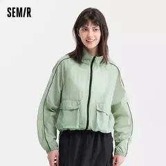 Semir-Chaqueta corta con capucha para mujer, abrigo holgado de protección solar - Eleganzie