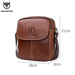Bolso bandolera de cuero BULLCAPTAIN para hombre, bolsos de hombro de negocios adecuados para Ipad de 7,9 pulgadas, Mini bolsos cruzados para hombre de alta calidad en internet