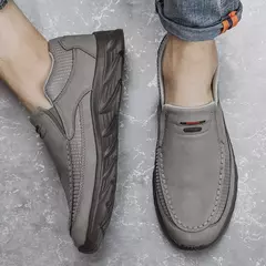 Zapatos informales de cuero para hombre, mocasines transpirables, zapatillas de deporte para hombre, calzado plano de cuero cómodo, zapatillas de deporte para hombre 2024 - Eleganzie