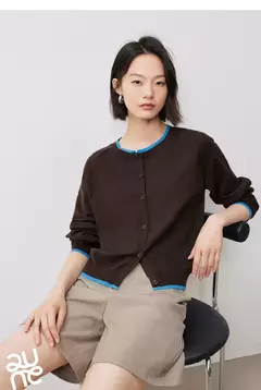 TOYOUTH-suéter de punto para mujer, cárdigan de manga larga con botones y cuello redondo, Color contrastante, novedad de otoño, 2024 en internet