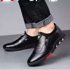 Zapatos de cuero para hombre 2024, zapatos de plataforma cómodos a la moda para hombre, zapatos ligeros sin cordones para exteriores, zapatos de cuero informales para hombre