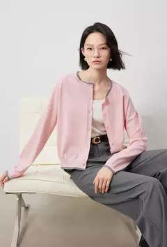 TOYOUTH-suéter de punto para mujer, cárdigan de manga larga con botones y cuello redondo, Color contrastante, novedad de otoño, 2024 - tienda en línea