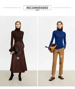 AMII suéter minimalista para mujer 2023 invierno nuevo Simple ajustado cuello alto elástico cálido sólido jerseys Mujer 12323075
