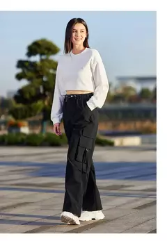 Semir-pantalones informales para mujer, pantalón de pierna ancha con cordón, estilo callejero americano, Individual, moderno y fresco, primavera en internet
