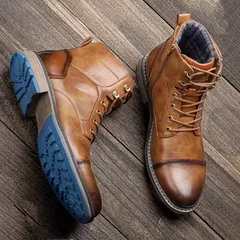 Botas Retro para hombre talla 7 ~ 13, botas de cuero cómodas a la moda para primavera 2023