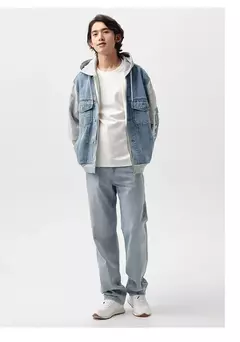 Chaqueta Semir para hombre, chaqueta vaquera de retales bordada, Top con capucha de dos piezas de imitación de primavera de gran tamaño - Eleganzie