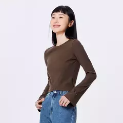 Imagen de Semir-Camiseta de manga larga para mujer, camisa de fondo cómoda, ajustada, se puede usar fuera