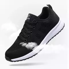 Image of Zapatillas transpirables para correr para mujer, zapatillas deportivas ligeras antideslizantes para mujer, zapatillas suaves para exteriores con cordones, tenis de moda