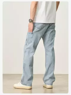 SIMWOOD 2025 Primavera Verano nuevos pantalones vaqueros sueltos relajantes para hombres pantalones vaqueros Cargo de tela de 11oz on internet