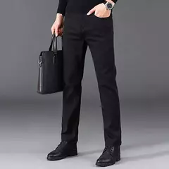 Pantalones de mezclilla de alta calidad para hombre, ropa de calle masculina, ajustada, informal, Popular, juvenil, clásico, negro