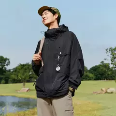 Chaqueta Semir para hombre, prendas de vestir exteriores, chaqueta holgada con capucha de tres pruebas para exteriores, mangas con hombros caídos y bolsillos grandes, otoño 2024 - Eleganzie